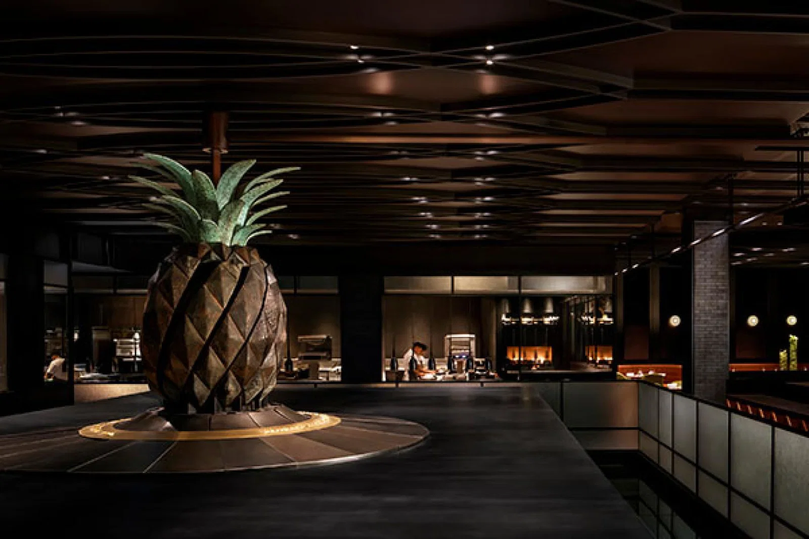 Guests are greeted by a giant pineapple when they arrive at Dinner by Heston Blumenthal