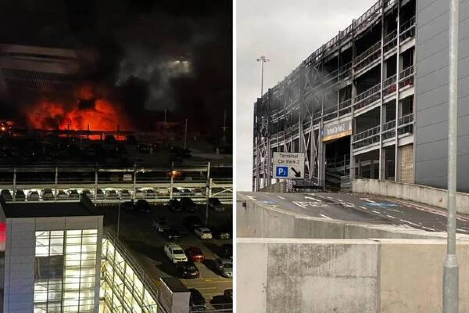 Luton airport fire October 2023 (Credit: Bedfordshire Fire and Rescue Service)