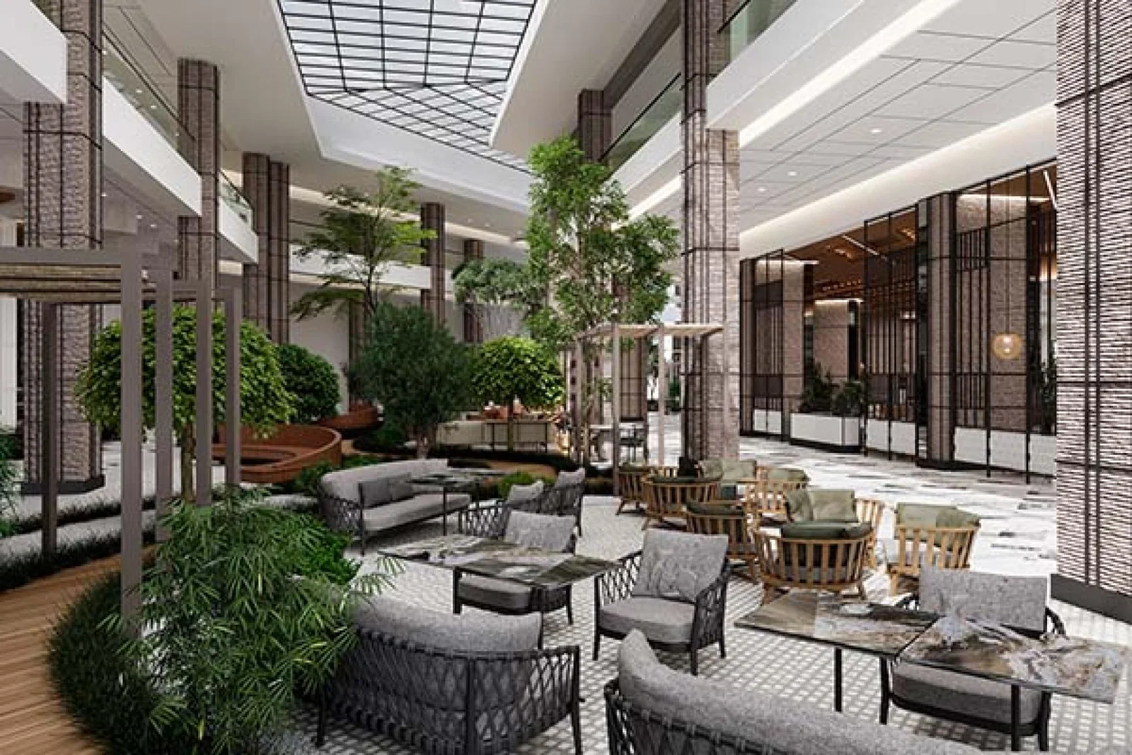 The lower lobby at Anda Barut Collection