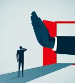 Graphic image of person blocking door