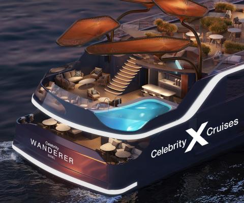 Luxury river ship with pool 