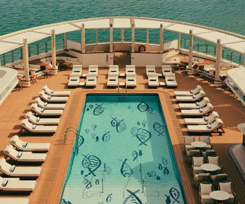 Yacht deck with pool