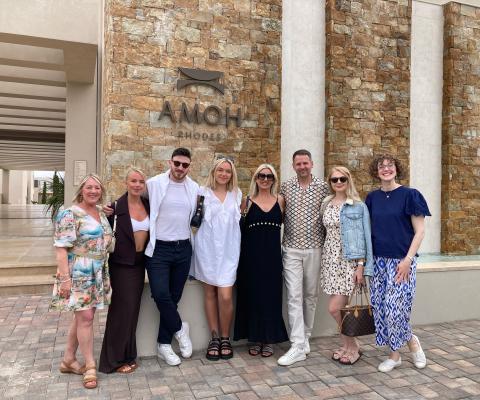 Wavemaker Hospitality's Carl Harris (third from right), with luxury travel advisors on the recent TTG Luxury Journey to AMOH, A Luxury Collection Resort, Rhodes