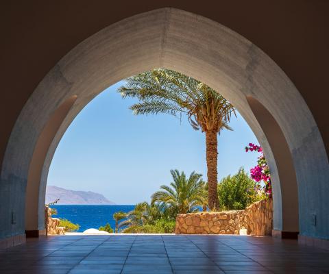 An arched doorway on the shores of the Red Sea in Sharm el Sheikh