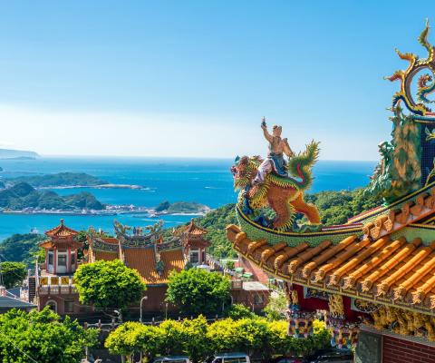 Temple at Jiufen Old Street in Taipei, Taiwan