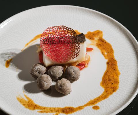 Modern interpretation of Tenerife's iconic papas arrugadas at Windsor Restaurant, Sir Anthony Hotel