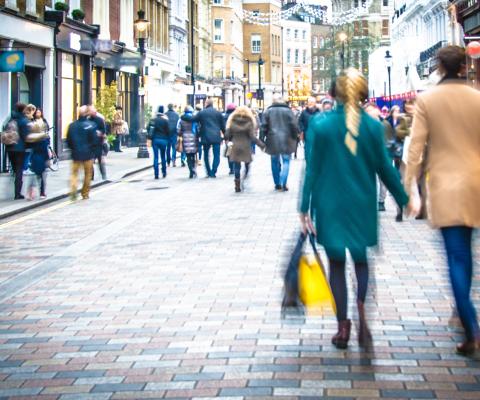 Shoppers in a busy high street