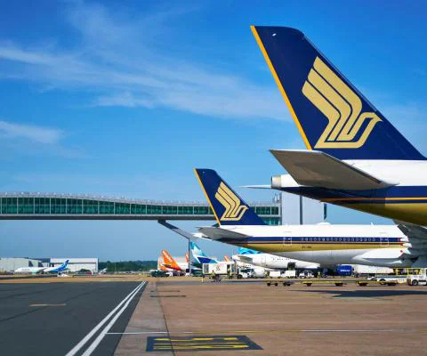Singapore Airlines plane on runway