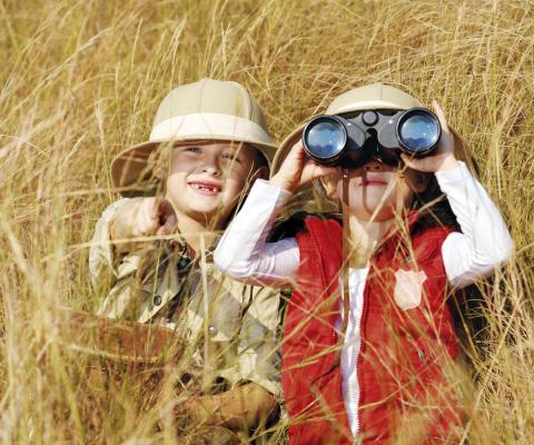 Children on safari (stock)