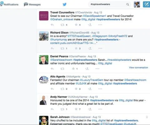 Twitter #toptraveltweeters