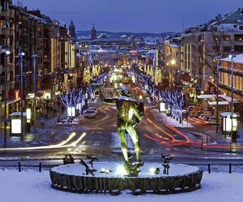 Gothenburg snowy street scene