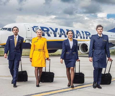 Ryanair cabin crew on airstrip
