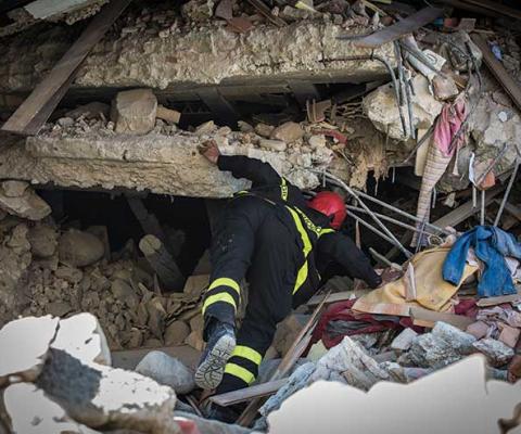 Italian rescue workers