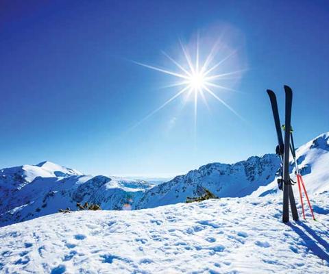 Skis in the snow