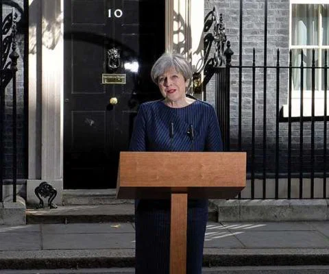 Theresa May outside 10 Downing Street. Credit: Press Association