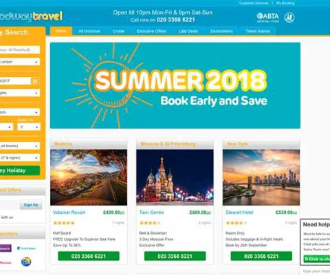 Broadway Travel website Sept 25, 2017