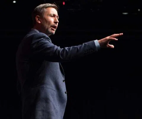 Steve Byrne addresses audience