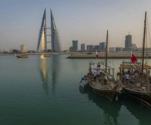Manama Skyline and Dhow.JPG