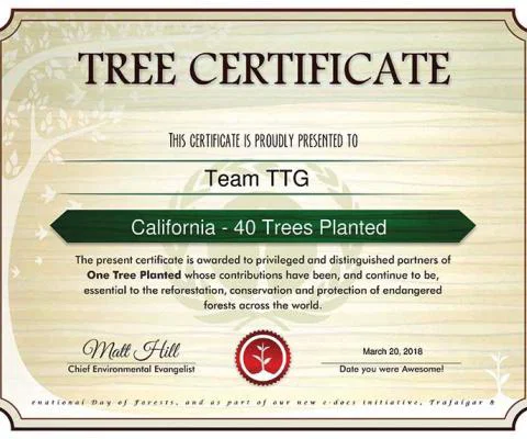 TTG Tree Planting Certificate