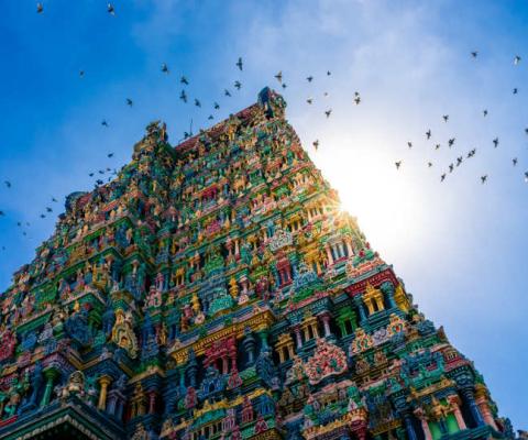 The Meenakshi hindu temple in Madurai, South India.
