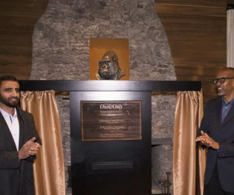 Mohammed Al Shaibani and Paul Kagame officially open One&Only Gorilla's Nest