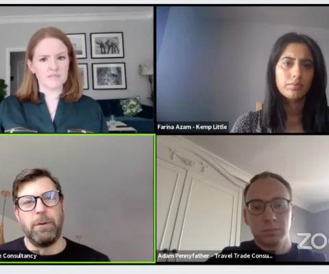 Farina Azam, Matt Purser and Adam Pennyfather with Pippa Jacks (top left) in TTG's Business Support Live panel