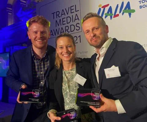 L-R: Deputy news editor Tom Parry, editor Sophie Griffiths and CEO Dan Pearce
