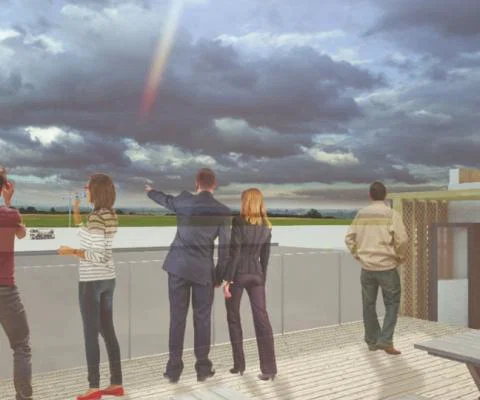 An artist's impression of Teesside airport's new sky bar and viewing platform