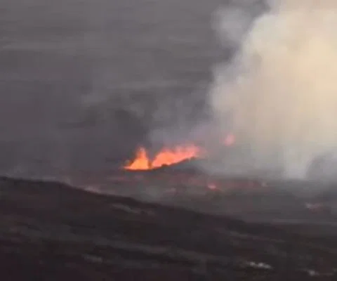 A livestream of the eruption is available (Credit: RUV / YouTube)