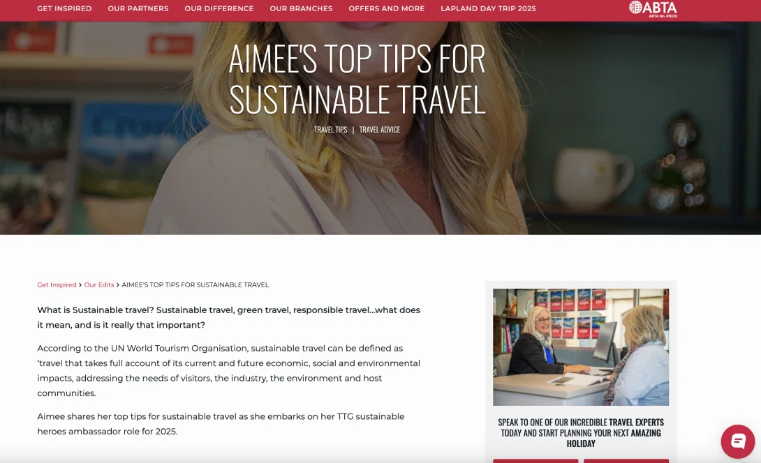 Murray Travel's Aimee Morgan shared advice on the agency's website Murray Travel's Aimee Morgan shared advice on the agency's website