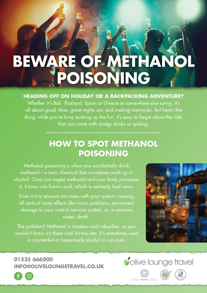 Olive Lounge Travel's methanol poisoning leaflet Olive Lounge Travel's methanol poisoning leaflet