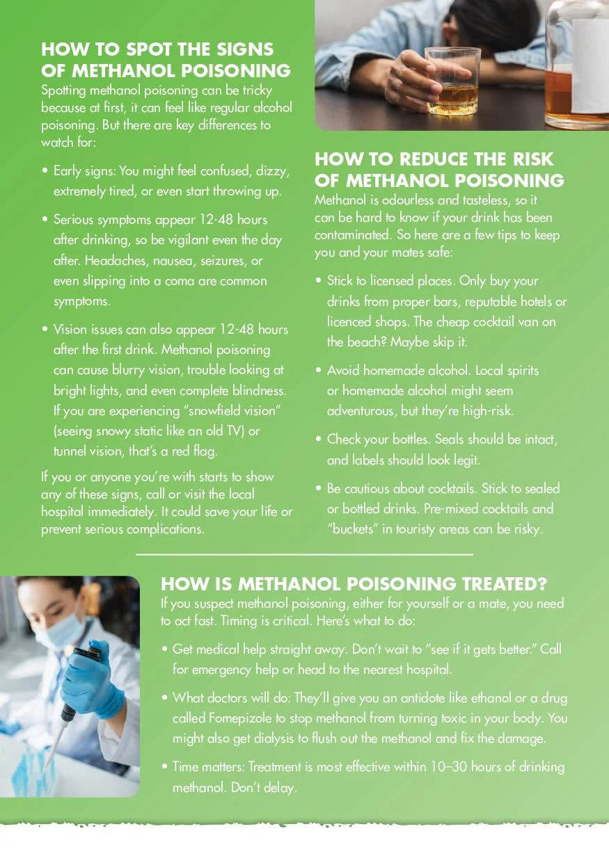 Olive Lounge Travel's methanol poisoning leaflet Olive Lounge Travel's methanol poisoning leaflet