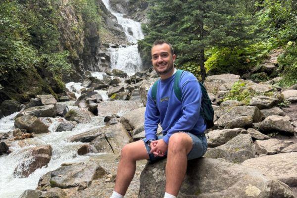 Michael Astley by waterfall in Alaska Michael Astley by waterfall in Alaska