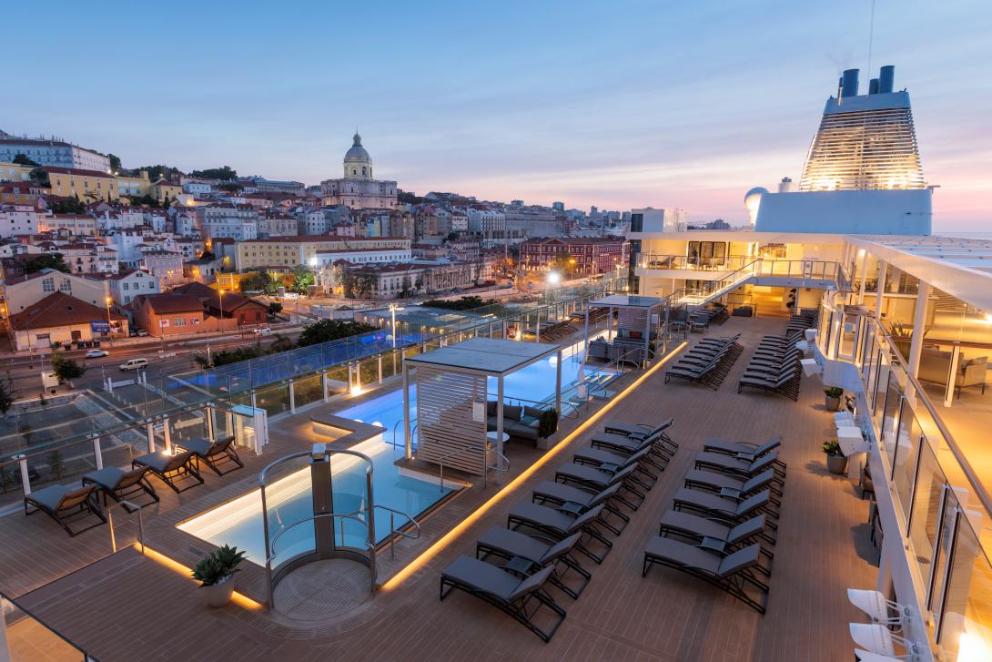 The pool deck on Silversea's Silver Ray