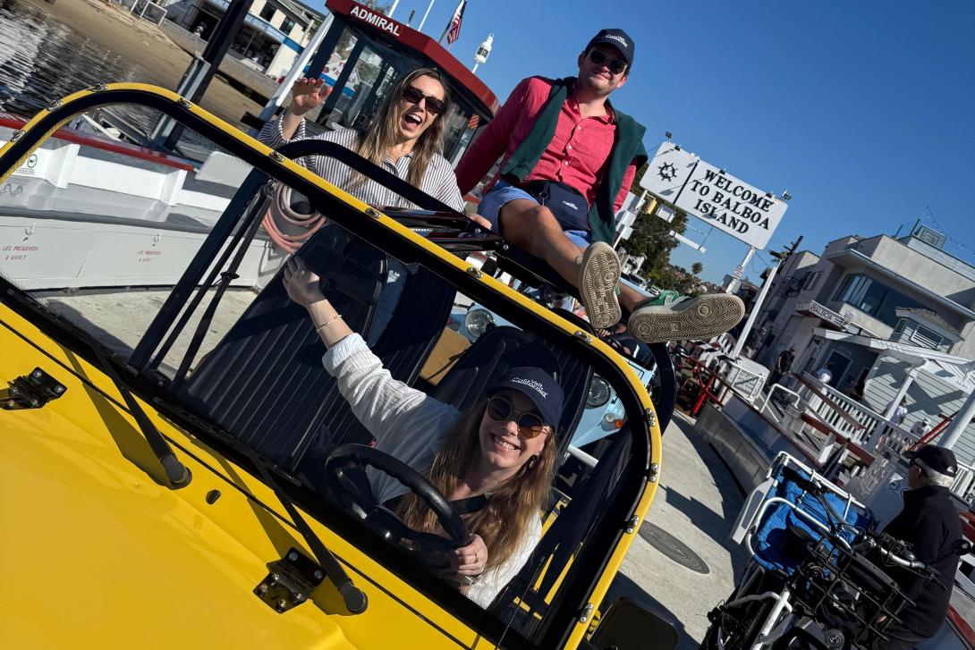 Agents on a Moke at Balboa Island in Newport Beach, California Agents on a Moke at Balboa Island in Newport Beach, California