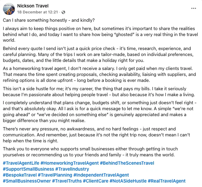 Annika Nickson posted about her experience to Facebook Annika Nickson posted about her experience to Facebook