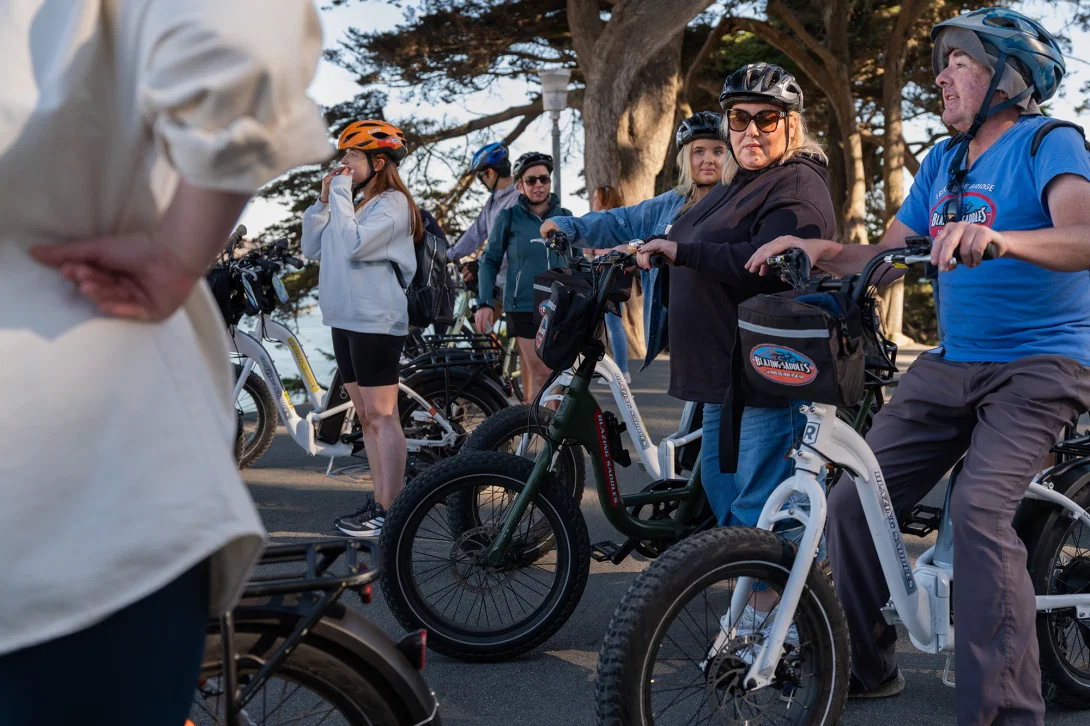 The Race Across California Irish group cycled over the Golden Gate Bridge