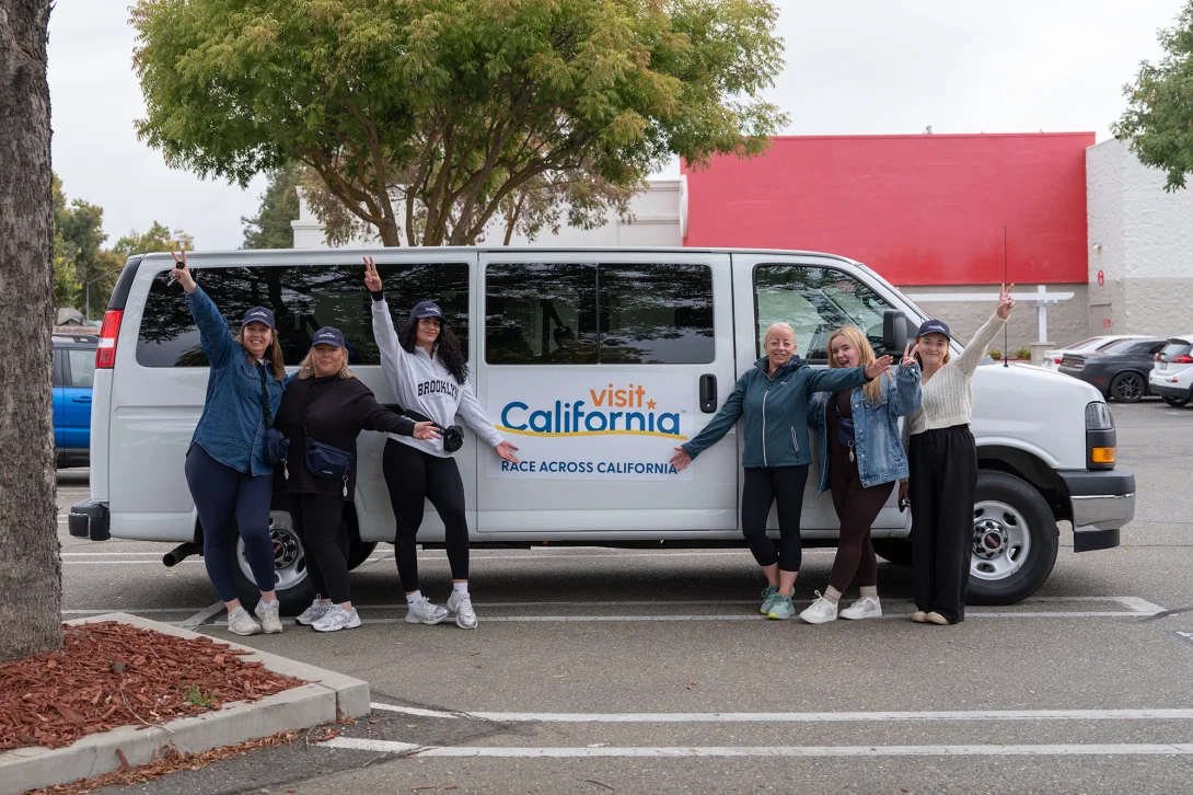 The Irish group travelled around in a Race Across California-branded vehicle. Photo: Jungho Kim The Irish group travelled around in a Race Across California-branded vehicle. Photo: Jungho Kim