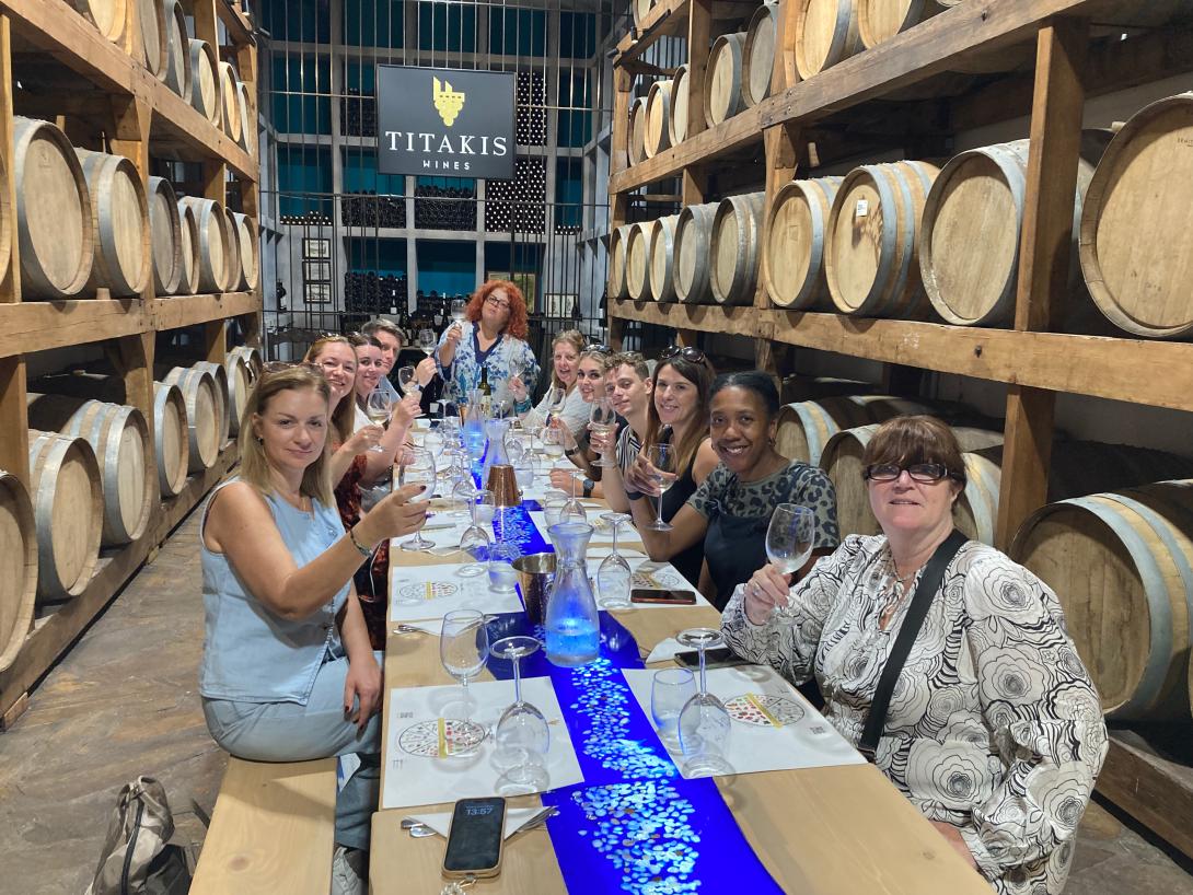 The agents enjoyed a wine tasting at Titakis Winery