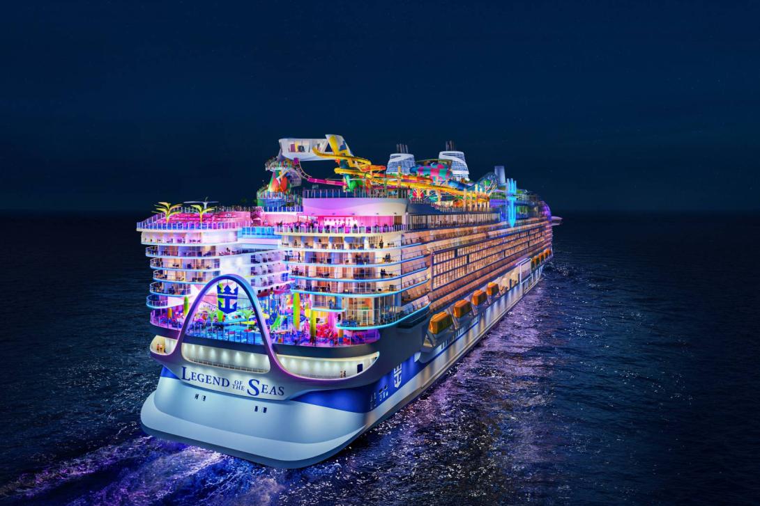 Cruise ship Legend of the Seas lit up at night Cruise ship Legend of the Seas lit up at night