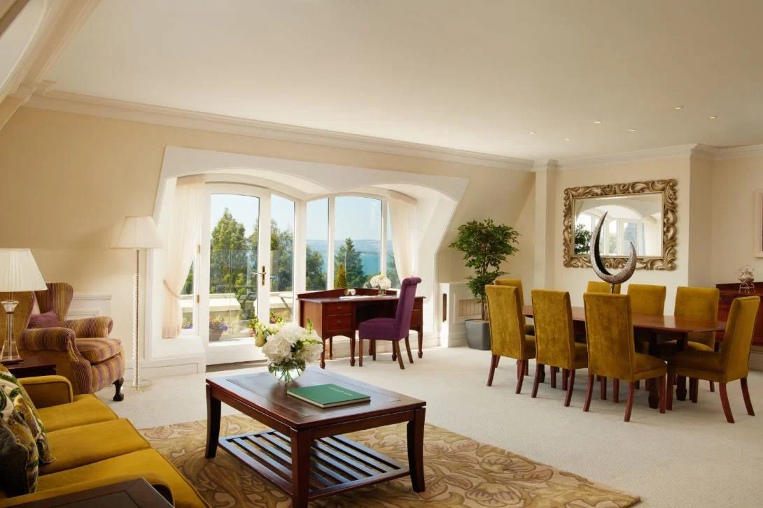 Luxury hotel room lounge
