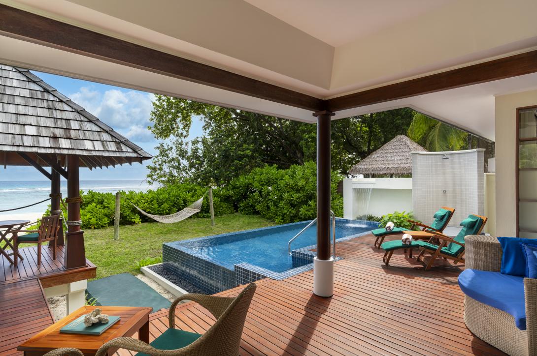 (credit: Niva Hotels & Resorts) Decking with a private pool and hammock