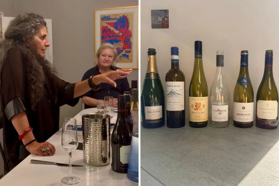 Woman teaching about wine