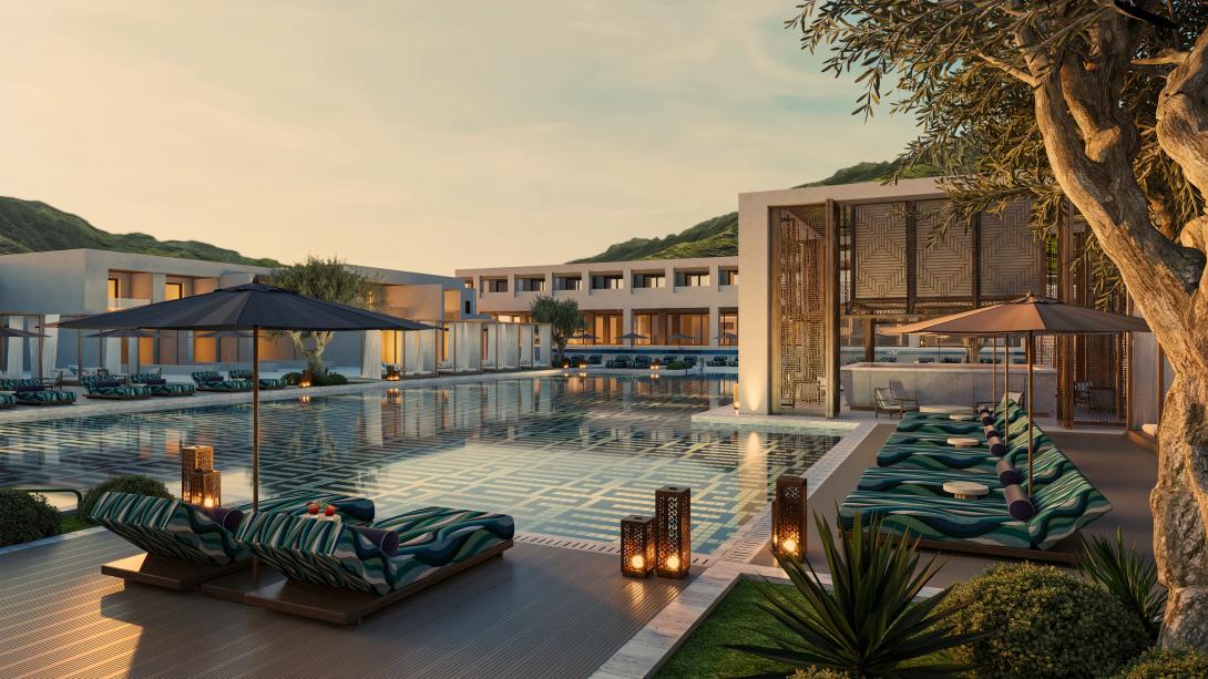 The ourdoor pool at AMOH Rhodes