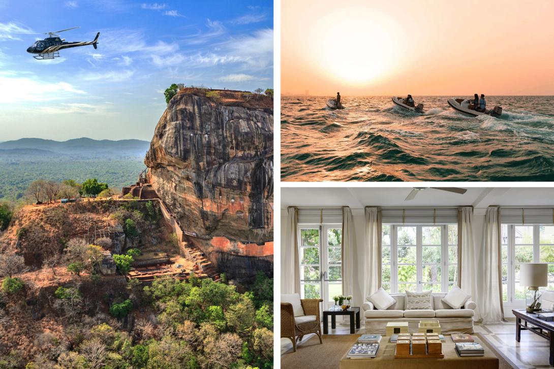 XO Private (clockwise from left): Ayu In The Wild, Sigiriya Lion Rock Sri Lanka; Happy Travel, sunset boat tour Dubai; Collezione Em's Villa Roma Imperiale XO Private (clockwise from left): Ayu In The Wild, Sigiriya Lion Rock Sri Lanka; Happy Travel, sunset boat tour Dubai; Collezione Em's Villa Roma Imperiale