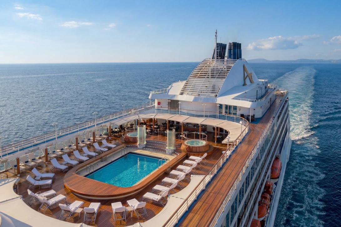Ship deck with pool