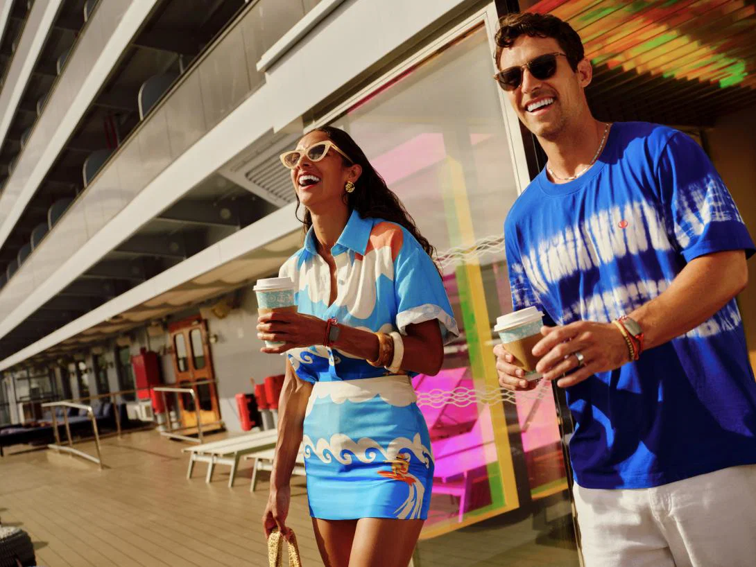 A couple onboard with Virgin Voyages