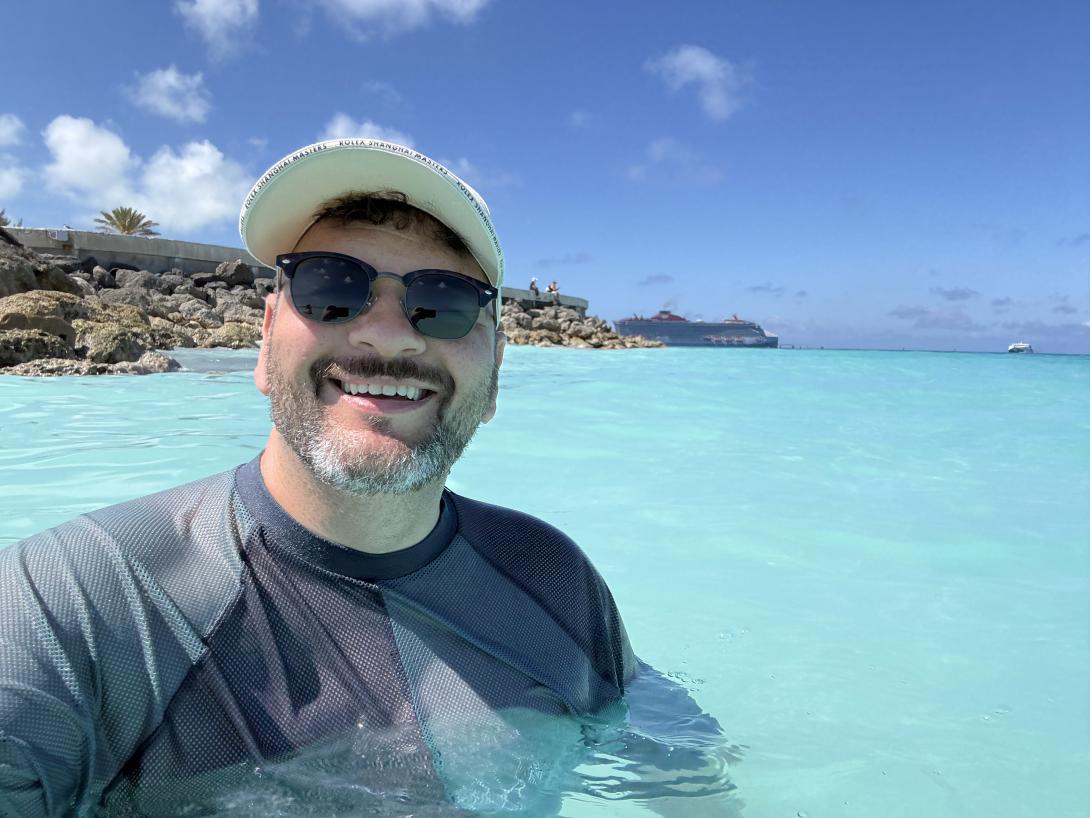 Kieran cools off when visiting The Beach Club at Bimini