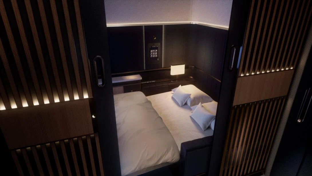 A double bed in the Lufthansa Allegris First Class Suite