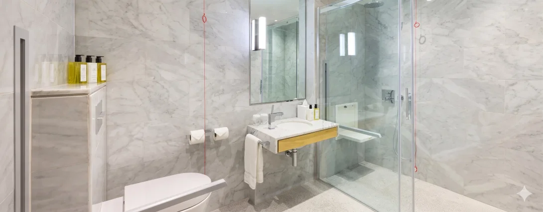 Accessible bathroom in luxury hotel